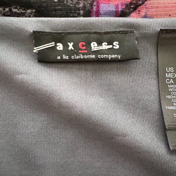 Axcess by Liz Claiborne Floral Abstract Print Short Sleeve Top Size Large EUC - Picture 6 of 11